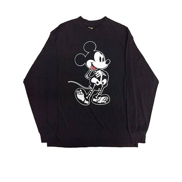 Disney Other - Disney Boys Black Mickey Mouse Halloween Long Sleeve T-Shirt Skeleton Sh…